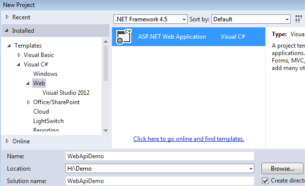 Creating asp.net web api application Creating asp.net web api application