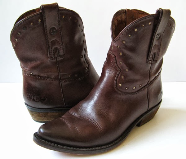 FRYE COWBOY ANKLE BOOTS LUCKY BRAND BROWN LEATHER COWBOY BOOTS WOMENS ...