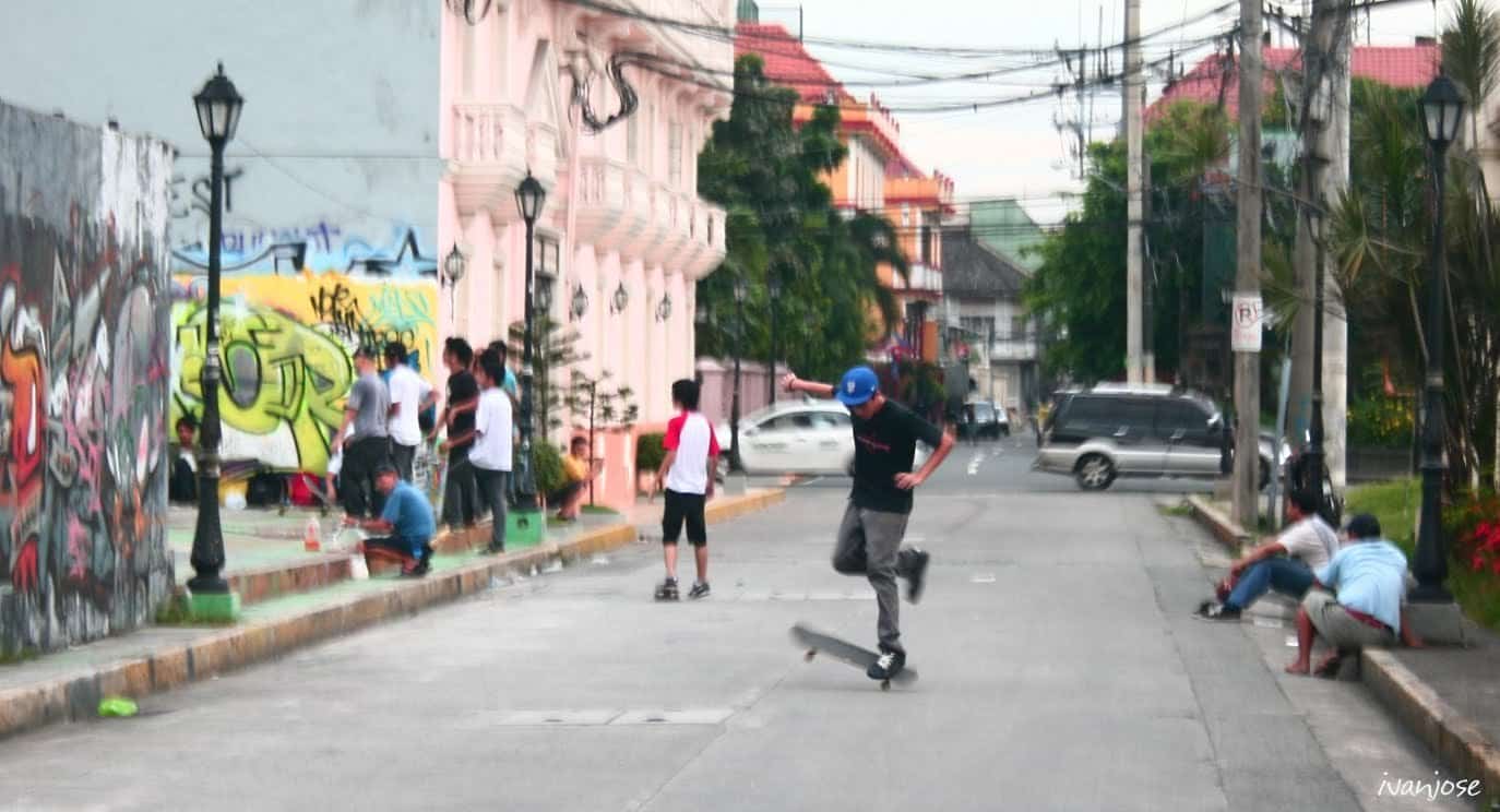 Skaters on a street in Intramuros