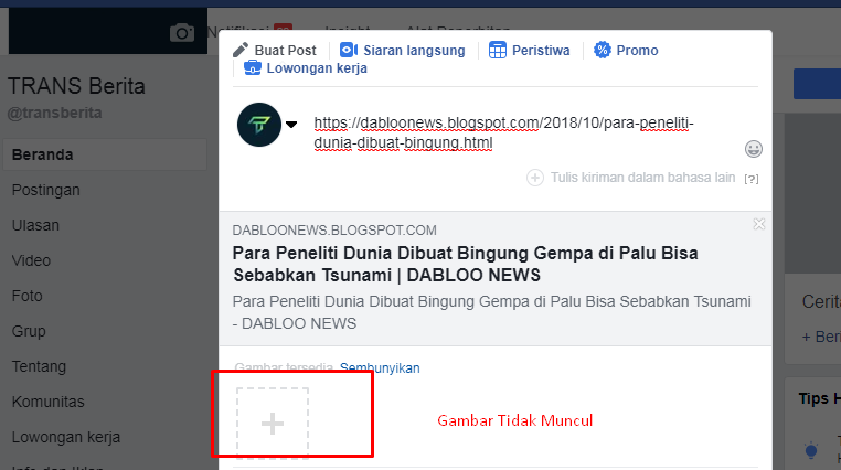 Cara Mengatasi Gambar Blog Tidak Muncul Saat Di Share Di Fanspage Facebook