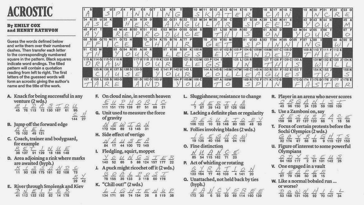 The New York Times Crossword in Gothic 02.23.14 — The Spinning Skater