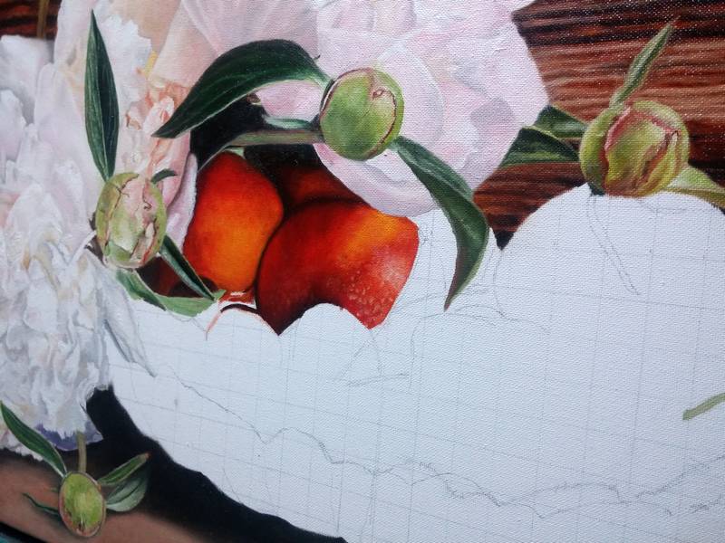 Malerei Von Wanda Kociniak Stilleben Mit Mango Ol Auf Leinwand 30x40