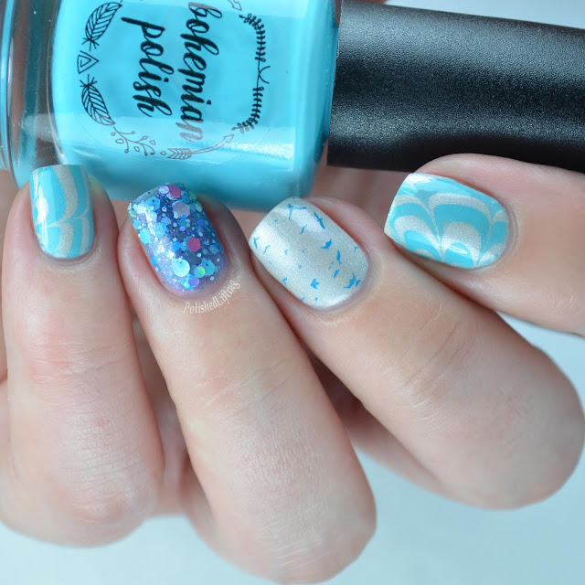 blue and cream watermarble