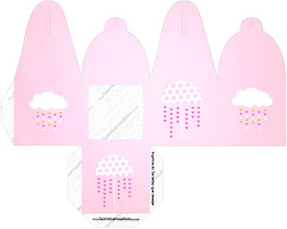 Blesing Rain for Girls: Free Printable Boxes. You can use this box for chocolates, candies or cupcakes.