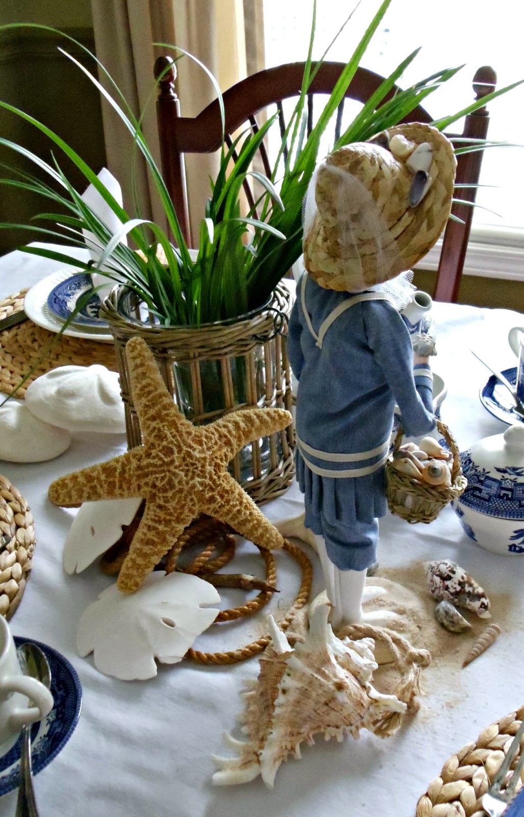 Upstairs Downstairs Shelly's Seashell Tablescape