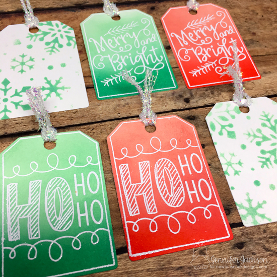 25 Days of Christmas Tags | Tags by Jennifer Jackson | Joyful Tags Stamp set and Snowfall Stencil by Newton's Nook Designs #newtonsnook #handmade