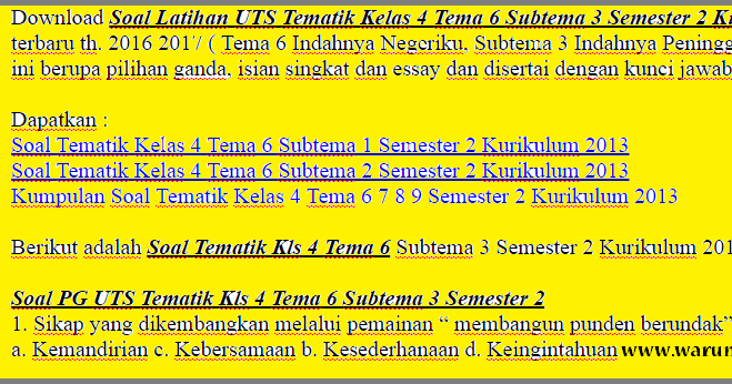Soal Tematik Kelas 4 Tema 6 Subtema 3 Semester 2 Kurikulum Soal Tematik Kelas 4 Tema 6 Subtema 3 Semester 2 Kurikulum