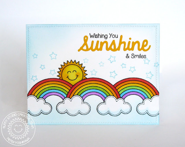 Sunny Studio Stamps Rain or Shine & Sunny Sentiments Rainbow Card