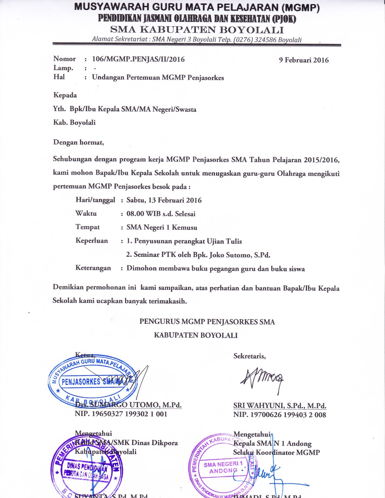 Contoh Surat Undangan Pertemuan