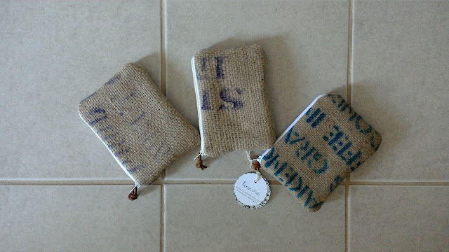 Lina and Vi Repurposed Burlap Zipper Pouches Lina and Vi Repurposed Burlap Zipper Pouches