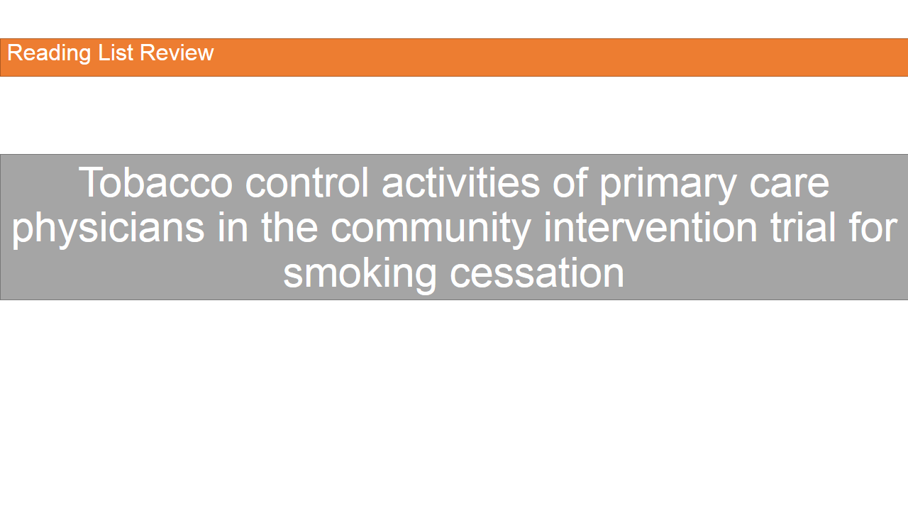 Manajemen Puskesmas Selected Journal Reviews Tobacco control