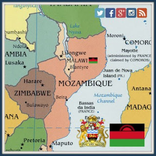 Malawian flag with map of Malawi