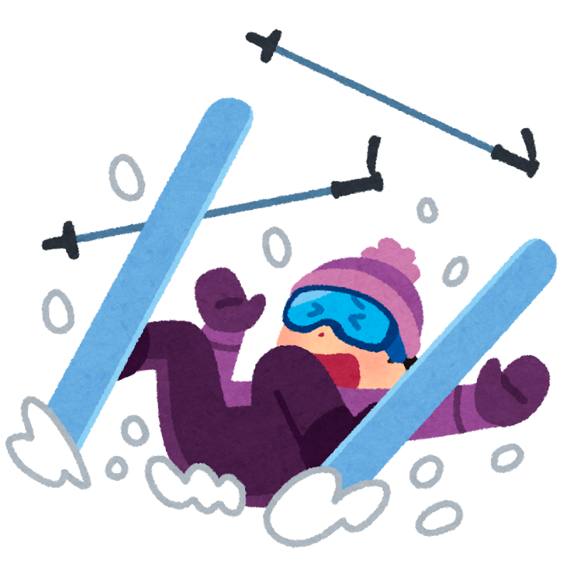 スキーで転ぶ人のイラスト | かわいいフリー素材集 いらすとや