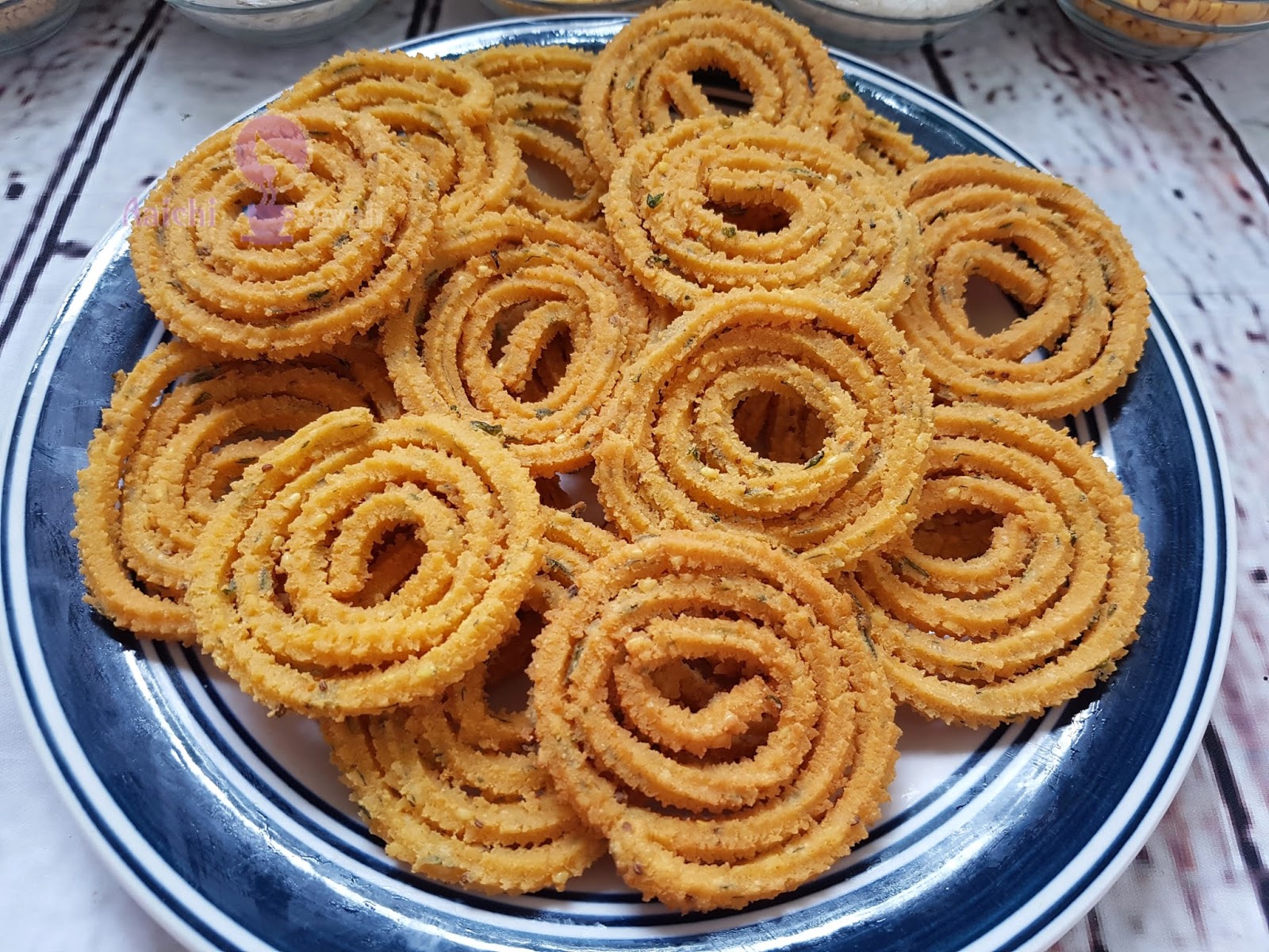 Diwali Special Recipe Bhajnichi Chakli à¤­ à¤à¤£ à¤ à¤à¤à¤² Aaichi Savali Ingredients and recipe background with copy space.