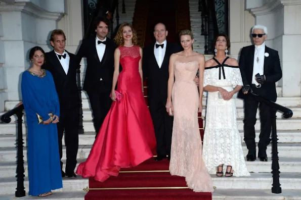 Princess Charlene wore Atalier Versace dress, Princess Caroline wore Chanel dress, Natalia Vodianova wore Christian Dior dress from 213 Couture collection