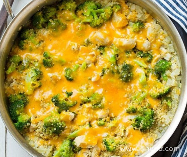 One Pan Cheesy Chicken Broccoli And Quinoa