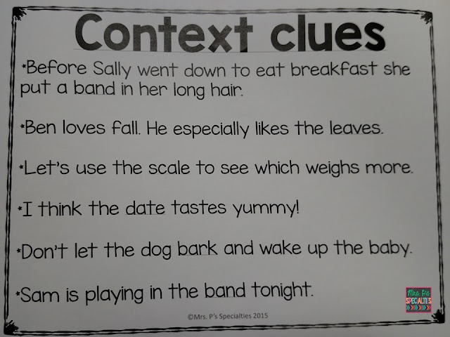 context clues-multiple meaning-comprehension