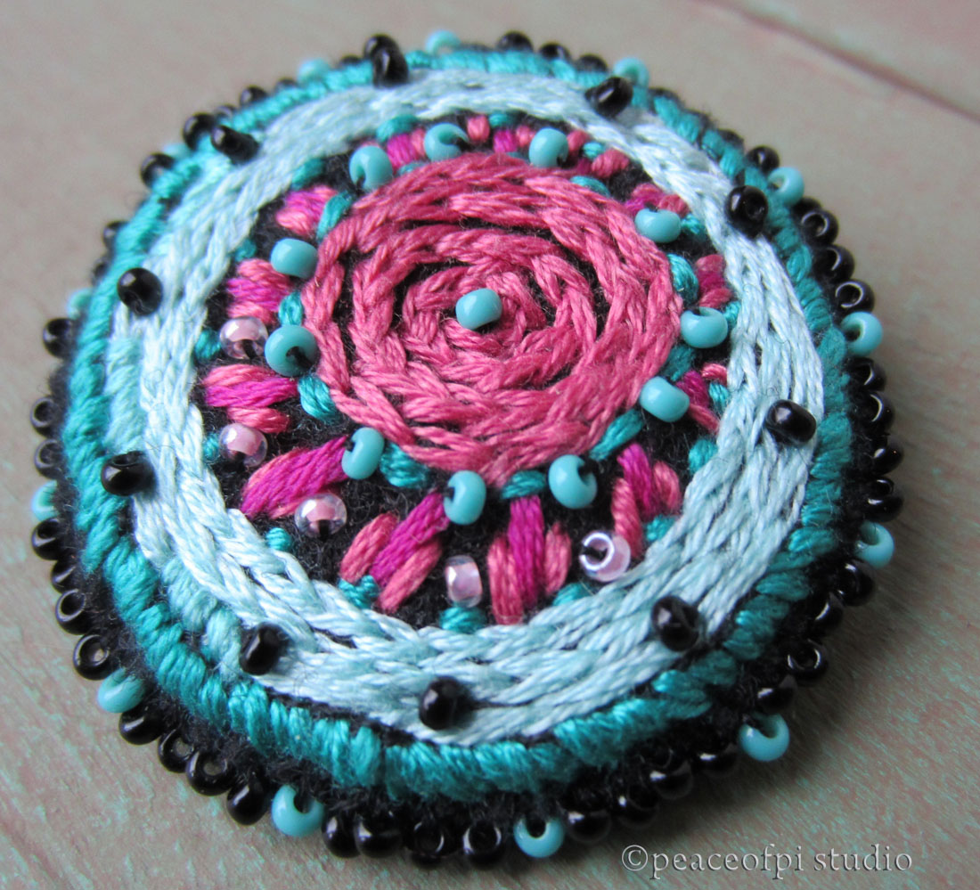 Peaceofpi studio hand beaded embroidery brooch Peaceofpi studio hand beaded embroidery brooch