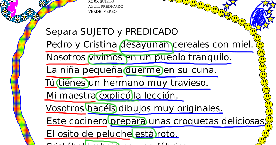 Érase Una Vez El Sujeto Y El Predicado Las Palabras Terminadas En Y