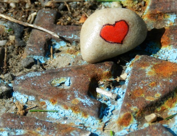 Painted Heart Rock