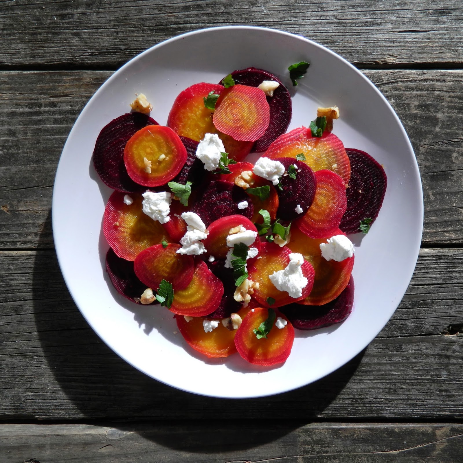 Roasted Red and Golden Beets with Goat Cheese and Walnuts Brooklyn