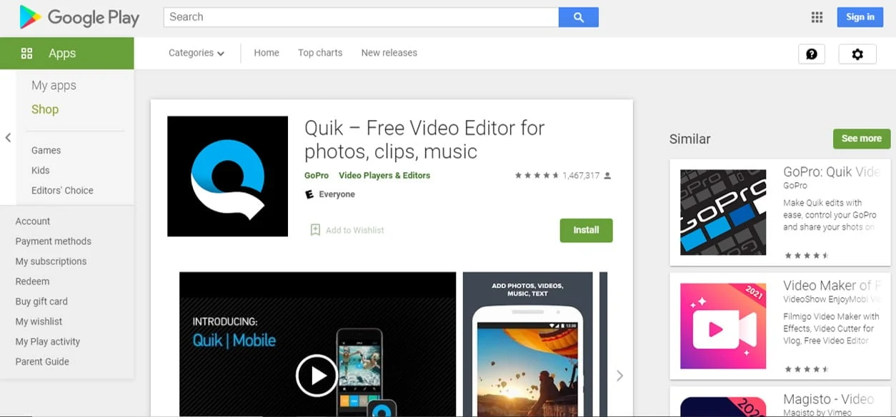Quik video editor free blogging tool