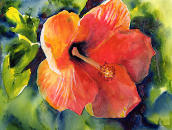 hibiscus painting watercolor artwork bunny