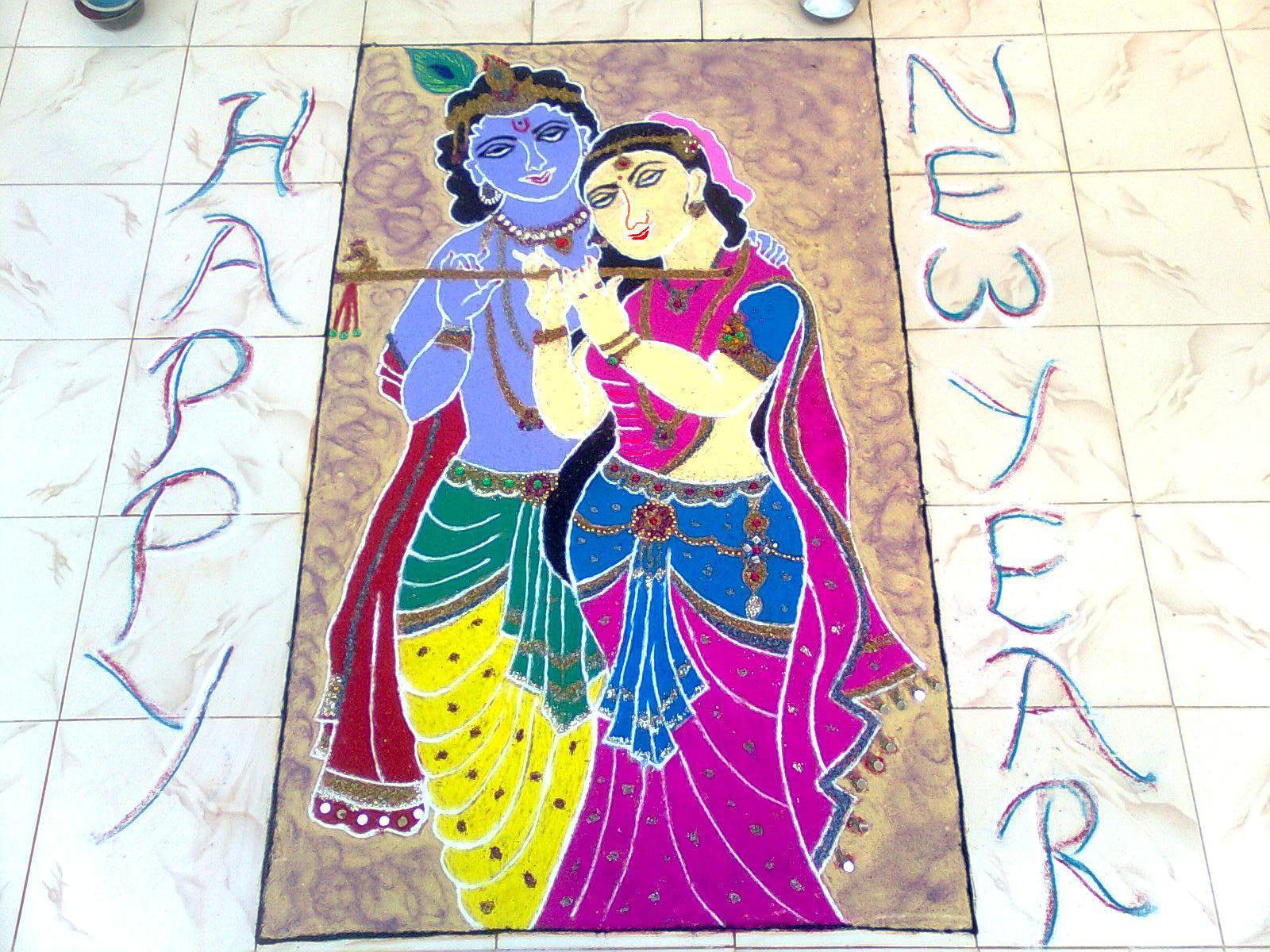 19 Special Radhe Krishna Rangoli for Krishna Janmastami
