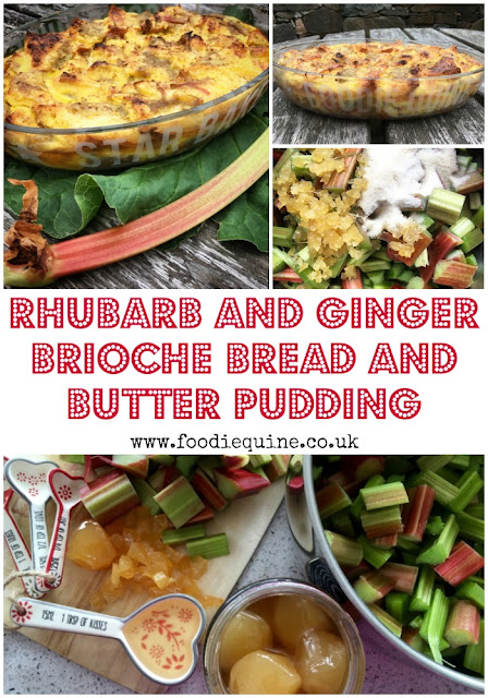 www.foodiequine.co.uk  What's better than Rhubarb Crumble or Bread and Butter Pudding? Rhubarb and Ginger Brioche Bread and Butter Pudding! This twist on two classics is the perfect seasonal comfort food pudding. Delightfuly indulgent serve it hot with your choice or custard, cream or ice cream. 