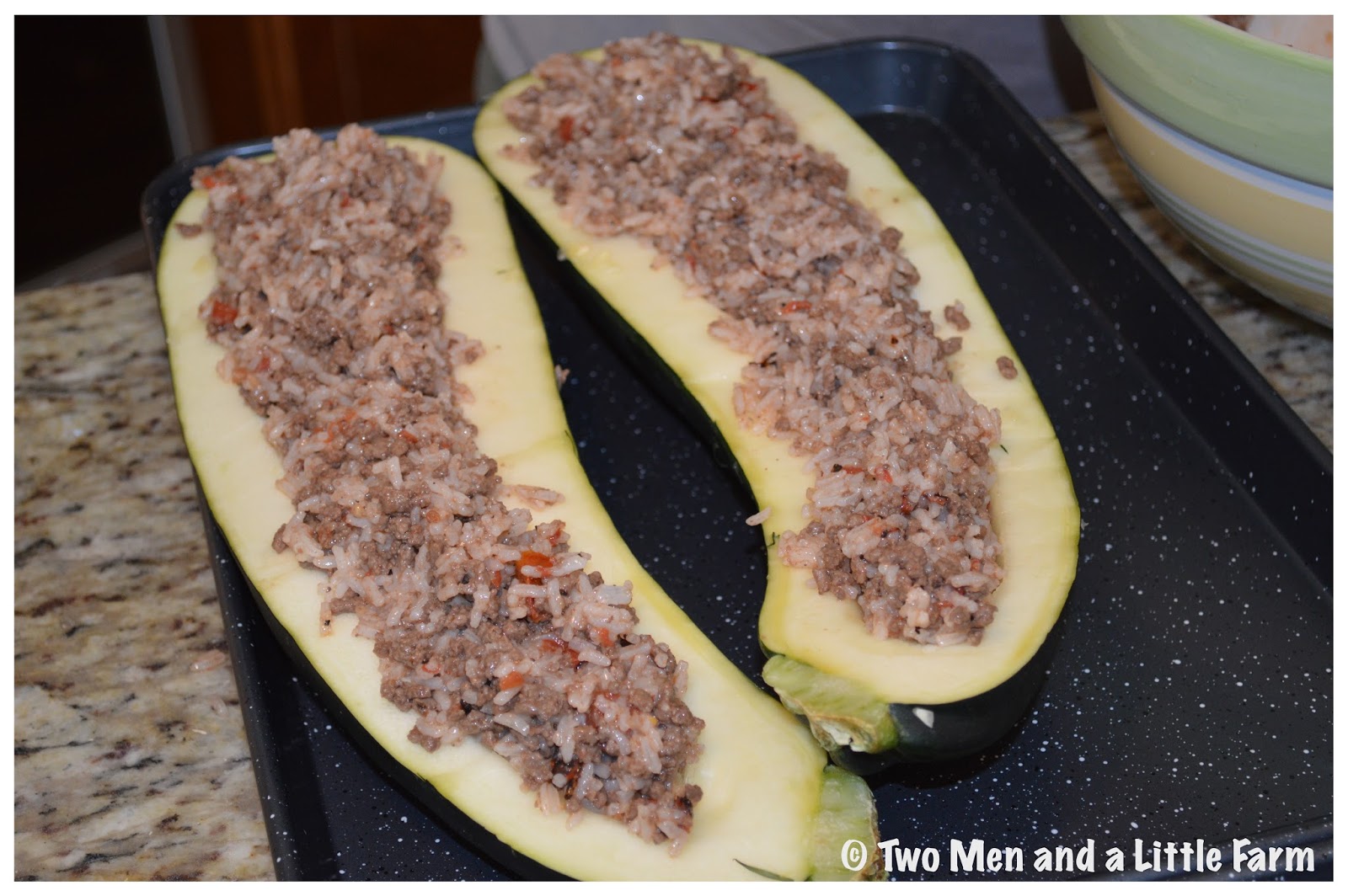 Two Men and a Little Farm MEAT AND RICE STUFFED ZUCCHINI RECIPE