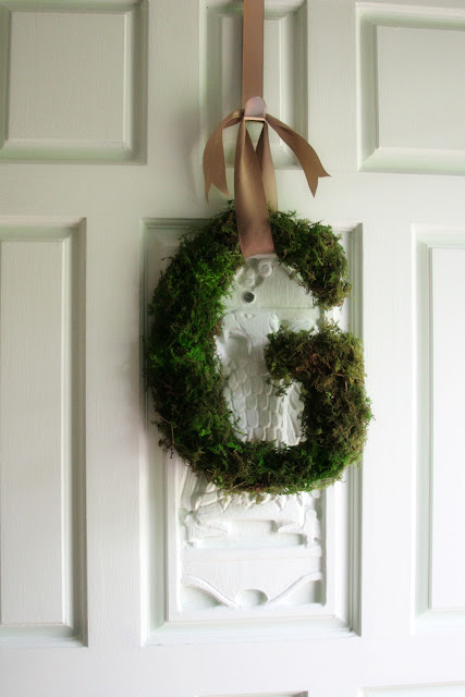 Moss Covered Letter Wreath for the Front Door by Craftivity Designs