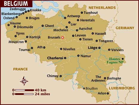 Bélgica Mapa de la Región | Mapa de la Geografía Regional de Ciudades
