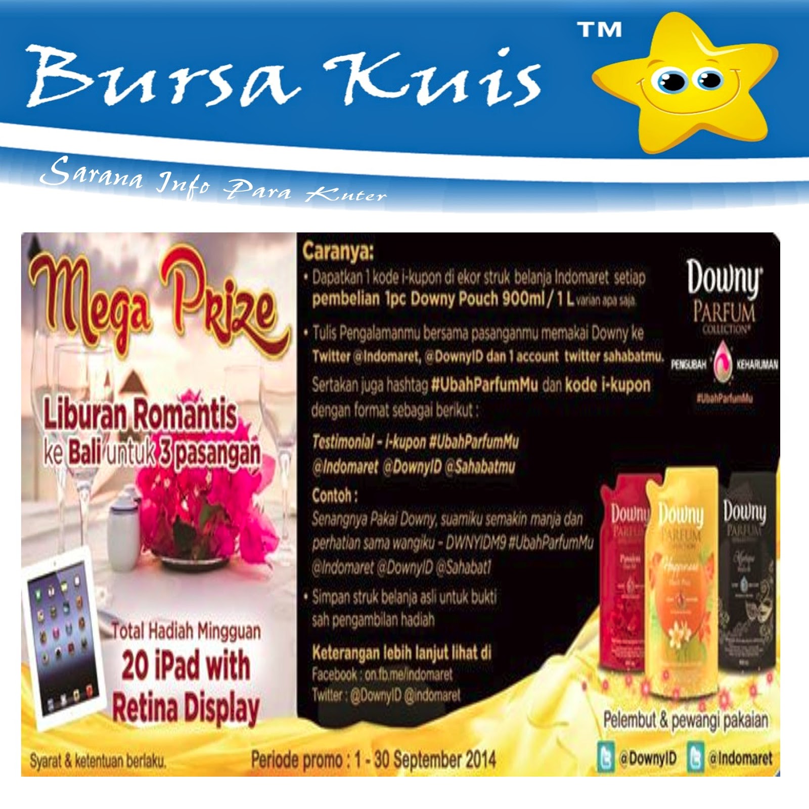 Undian Indomaret Bersama Downy BURSA KUIS ONLINE Info Undian Indomaret Bersama Downy BURSA KUIS ONLINE Info