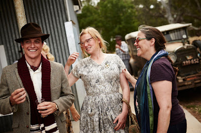 Jocelyn Moorhouse and Sarah Snook on the set of The Dressmaker