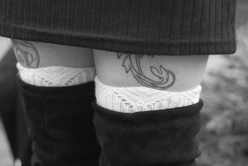 over knee boots monochrome outfit ootd