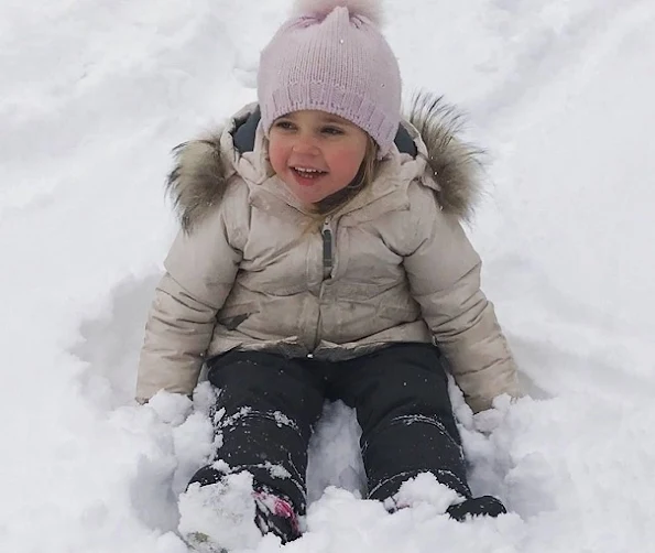 Swedish Princess Madeleine and her children, Princess Leonore and Prince Nicholas at ski center in Verbier, Switzerland