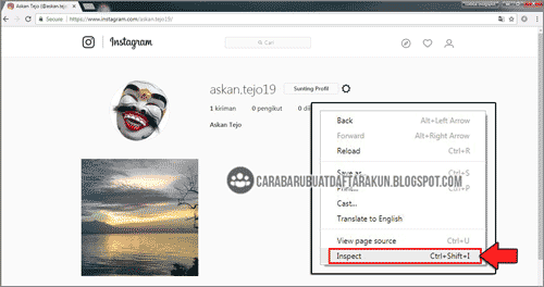 cara upload foto instagram lewat web