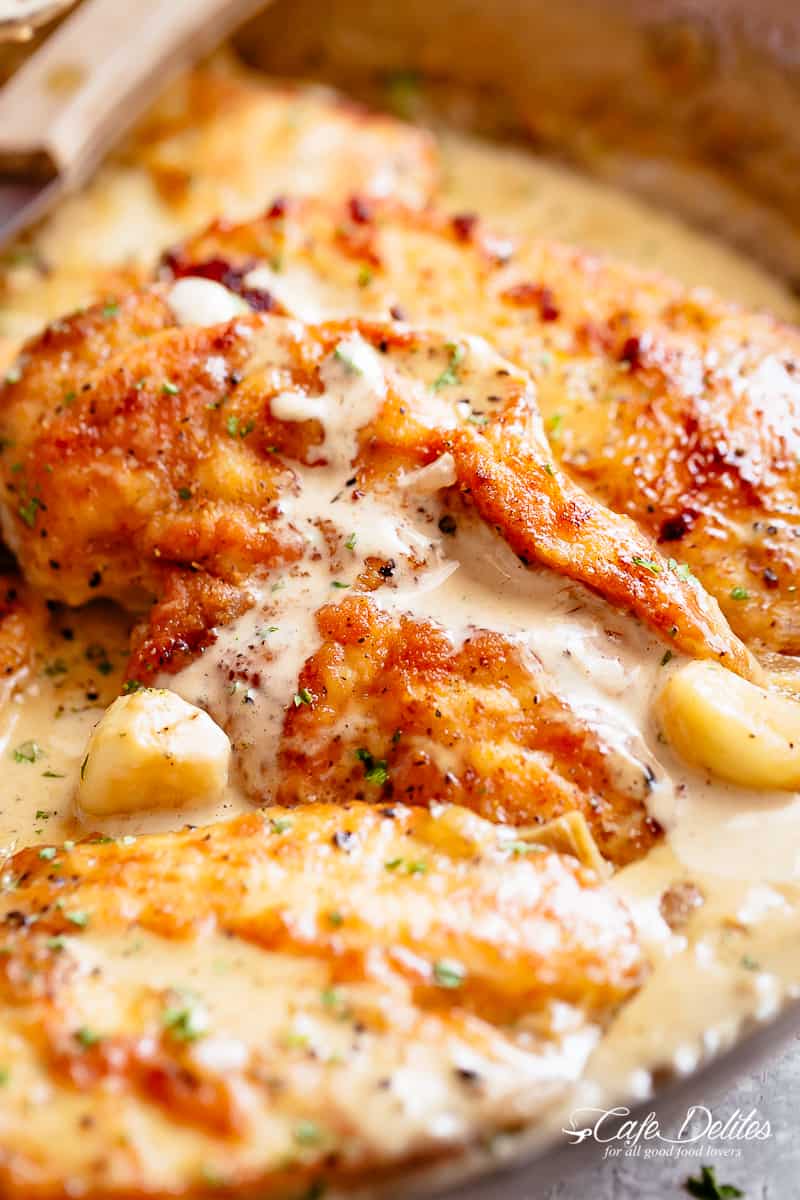 creamy garlic chicken breasts - easy recipes
