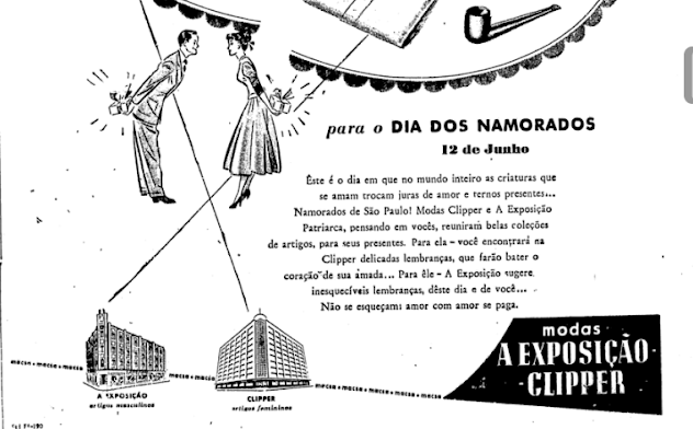 Anúncio Publicitário A Exposição Clipper -  Primeiro dia dos Namorados no Brasil em 1949