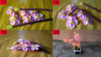 Cara Membuat Bunga Sakura dari Kain Flanel  Beserta 