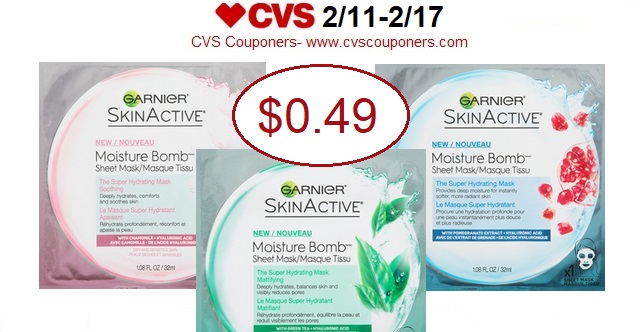 cvs couponers hot pay 0 49 for garnier skin active moisture bomb garnier sheet mask