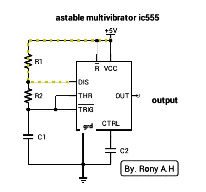 Elektro Circuit: Ic 555 Astable Multivibrator circuit operation