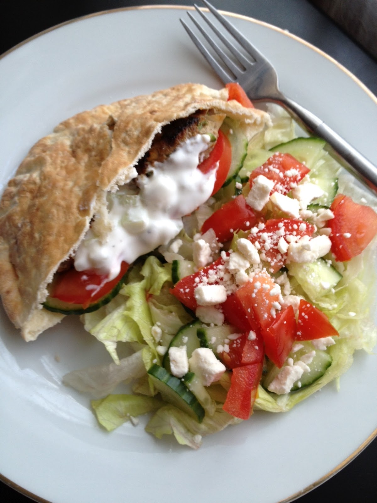 Adventures in My Kitchen Turkey Burger Pitas with Tzatziki