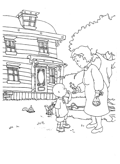 imagens Caillou e Sua Familia pintar Desenhos Preto e Branco Caillou e Sua Familia Colorir