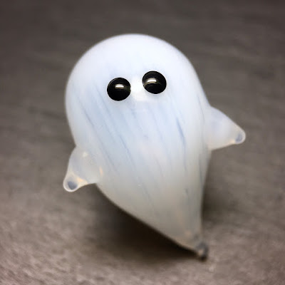 Lampwork blown glass hollow ghost bead by Laura Sparling
