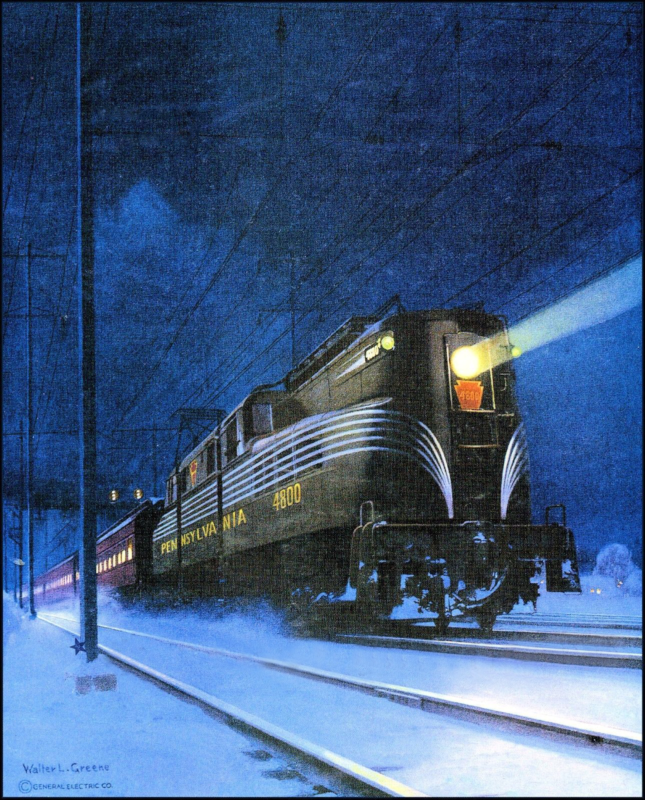 transpress nz Pennsylvania Railroad GG1 art, 1936
