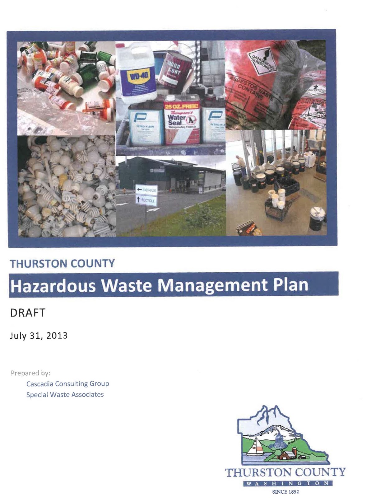 Thurston County's 2013 Draft Hazardous Waste Management Plan is