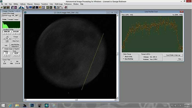 Photometric image of moon with slip on solar filter, 10 seconds, 300mm (Source: Palmia Observatory