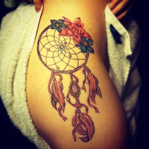 Vintage-olhando dreamcatcher tatuagem