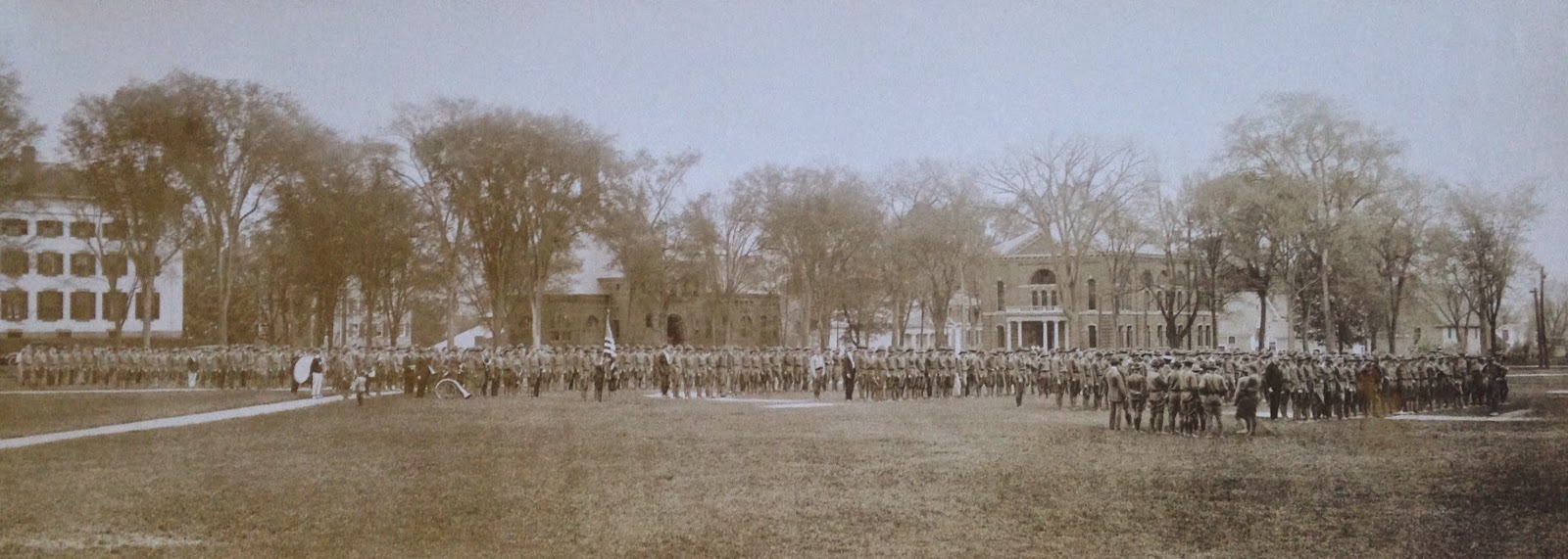 A photograph from a parade on campus.